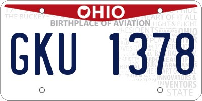 OH license plate GKU1378