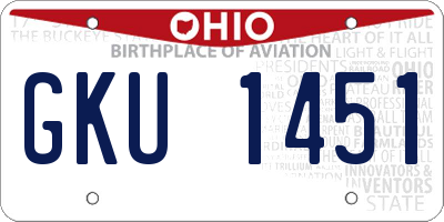 OH license plate GKU1451