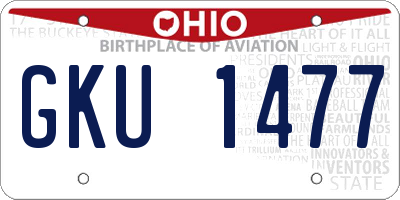 OH license plate GKU1477