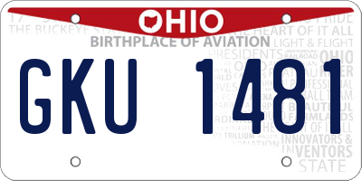 OH license plate GKU1481