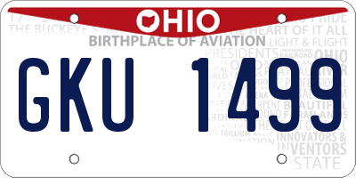 OH license plate GKU1499