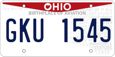OH license plate GKU1545