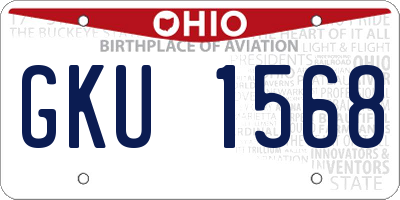 OH license plate GKU1568