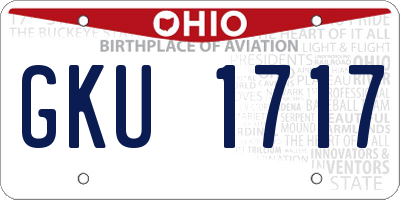 OH license plate GKU1717