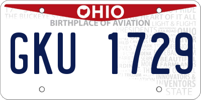 OH license plate GKU1729