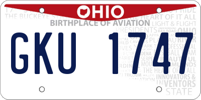 OH license plate GKU1747
