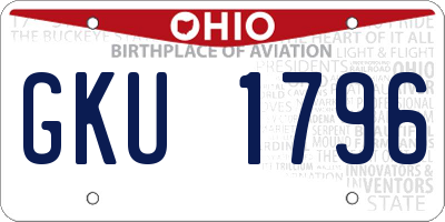 OH license plate GKU1796