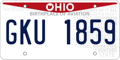 OH license plate GKU1859