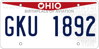 OH license plate GKU1892