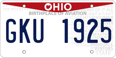 OH license plate GKU1925