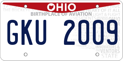 OH license plate GKU2009