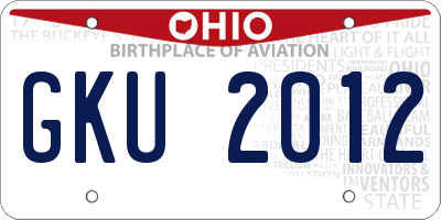 OH license plate GKU2012