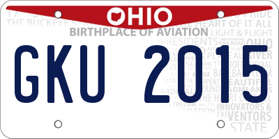 OH license plate GKU2015