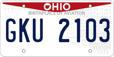 OH license plate GKU2103