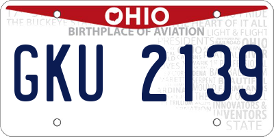 OH license plate GKU2139