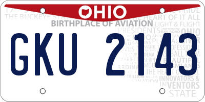 OH license plate GKU2143