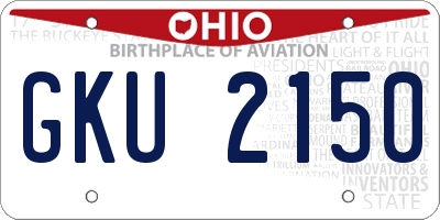 OH license plate GKU2150