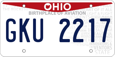 OH license plate GKU2217