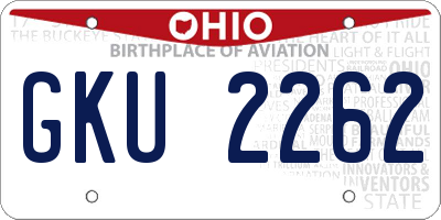 OH license plate GKU2262