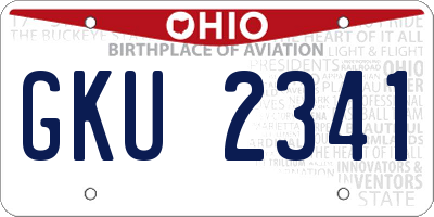 OH license plate GKU2341