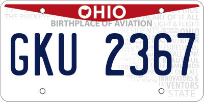OH license plate GKU2367