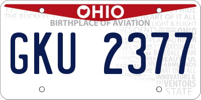 OH license plate GKU2377