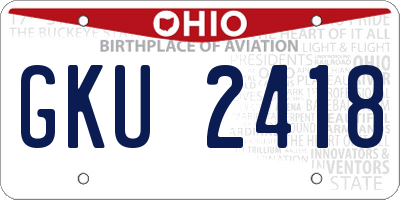 OH license plate GKU2418