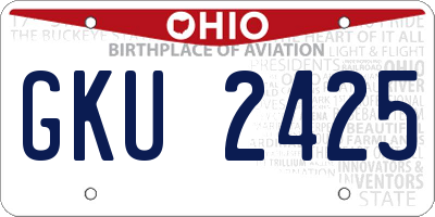 OH license plate GKU2425