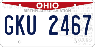 OH license plate GKU2467