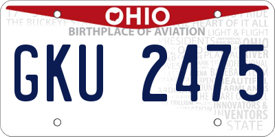 OH license plate GKU2475