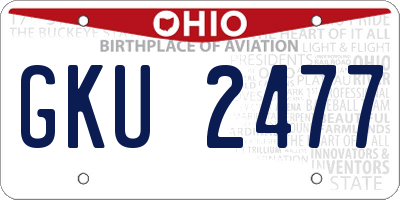 OH license plate GKU2477