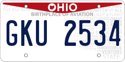 OH license plate GKU2534