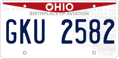 OH license plate GKU2582