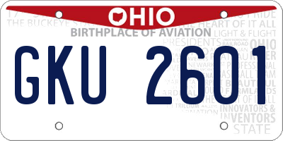OH license plate GKU2601