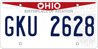 OH license plate GKU2628