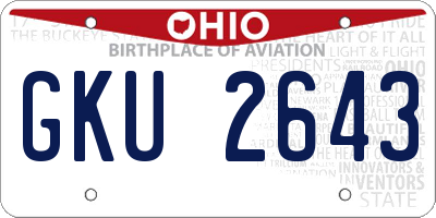 OH license plate GKU2643