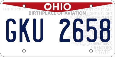 OH license plate GKU2658