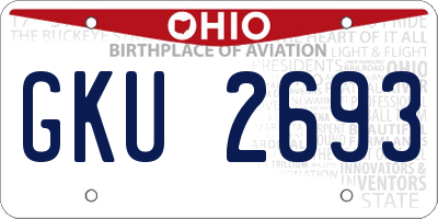 OH license plate GKU2693
