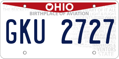 OH license plate GKU2727