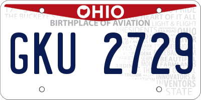 OH license plate GKU2729