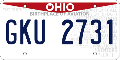 OH license plate GKU2731