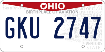 OH license plate GKU2747