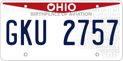 OH license plate GKU2757