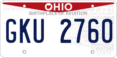 OH license plate GKU2760