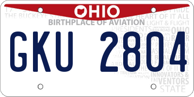 OH license plate GKU2804