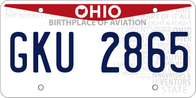 OH license plate GKU2865