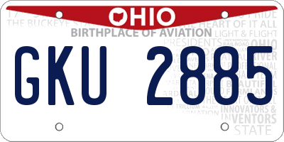 OH license plate GKU2885