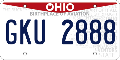OH license plate GKU2888