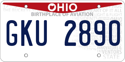 OH license plate GKU2890