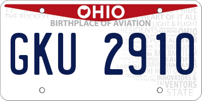 OH license plate GKU2910